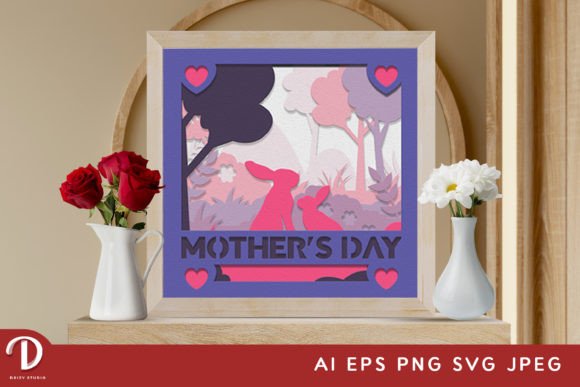Download Mother's Day Bunnies 3D SVG - Shadow Box - Premium Resources