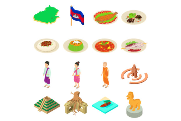 Download Cambodia Travel Icons Set - Premium Resources